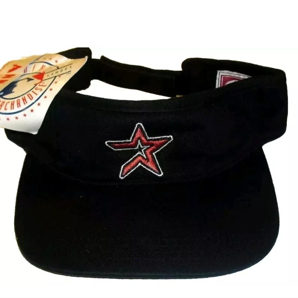 Houston Astros 90s Vintage Mens Adult Black Visor Hat New Mlb
